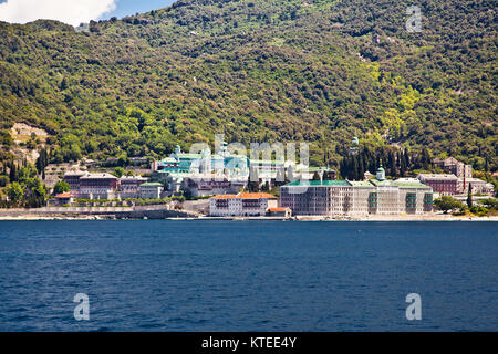 Fédération de Saint Pantaleon monastère orthodoxe du Mont Athos, Agion Oros (Montagne Sacrée), Chalkidiki, Grèce. Banque D'Images