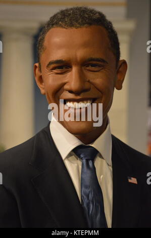 New York, États-Unis. 22 décembre 2017. La cire de Barack Obama exposée au musée de Madame Tussauds de New York. Banque D'Images