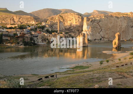 Hasankeyf est une ville ancienne et située le long du Tigre, dans la province de Batman, dans le sud-est de la Turquie. Il a été déclaré un parc naturel cons Banque D'Images