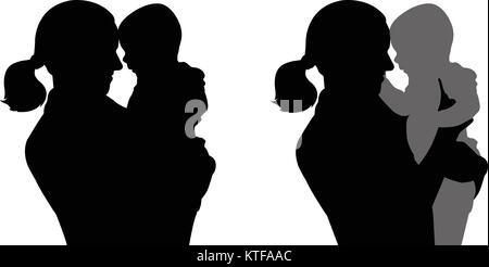 Mother holding baby - vector silhouettes Illustration de Vecteur