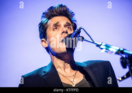 Le guitariste américain, chanteur et auteur-compositeur John Mayer effectue un concert live à Oslo Spektrum. La Norvège, 08/05 2017. Banque D'Images