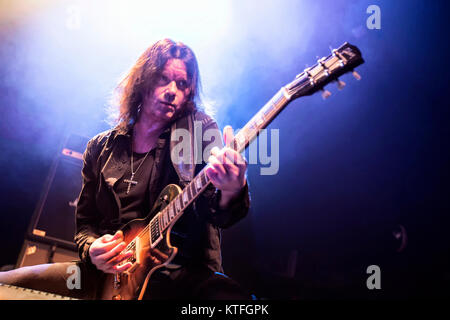 Le groupe de hard rock international effectue une bête nordiques vivent de la Rockefeller à Oslo. Ici le guitariste John Norum est vu sur scène. La Norvège, 31/01 2014. Banque D'Images