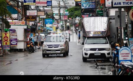 Pattaya Thaïlande Intersection plus dangereux, Soi Buakhao Soi Diana et soi Lengkee la nouvelle région touristique météo pluie DayGloomy Banque D'Images