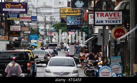 Pattaya Thaïlande Intersection plus dangereux, Soi Buakhao Soi Diana et soi Lengkee la nouvelle région touristique météo pluie DayGloomy Banque D'Images