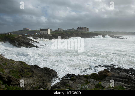 Tête de Towan près de Newquay en Cornouailles du Nord. Banque D'Images