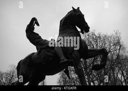 La Statue de l'énergie physique de l'artiste George Frederic Watts 1907, Kensington Gardens, London, UK. Décembre 2017. Banque D'Images