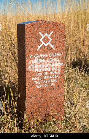 Pierre tombale guerrier indien, marqueur Little Bighorn Battlefield National Monument, Montana Banque D'Images