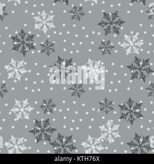 Flocons de neige modèle transparente. Chutes de neige fond. Symbole hiver vacances, Joyeux Noël, Bonne Année célébration Vector illustration Illustration de Vecteur