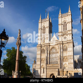 Façade occidentale de l'abbaye de Westminster Westminster avec colonne, City of westminster, zone centrale de Grand Londres, UK Banque D'Images