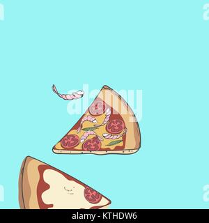 Motif de la pizza. Pizza slice seamless background vector illustration pour doodle trendy restaurant delicious wrapping paper Illustration de Vecteur