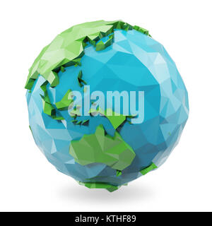 Le Rendu 3D low poly earth globe illustration. L'icône globe polygonal, faible style poly Banque D'Images