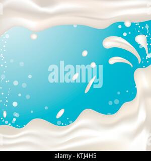 Illustration réaliste splash de lait. Yaourt à la crème de la courbe. Illustration de Vecteur