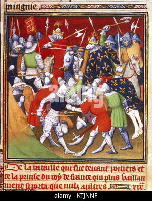 Bataille de Poitiers Grandes Chroniques de France (c.1415), f.166 BL Cotton MS Nero E II Banque D'Images