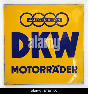 Auto Union DKW Motorrader werbeschild emaille Banque D'Images