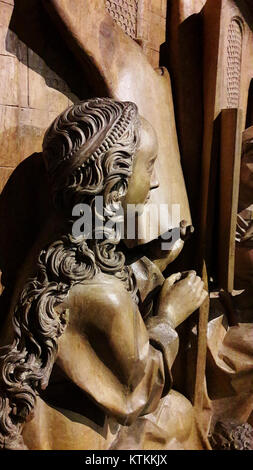 Le 'Beinhart Saint Luc' (détail) fait partie d'une représentation artistique de Saint Luc, une figure religieuse importante. L'œuvre se concentre sur des éléments détaillés de la représentation de Saint Luc, capturant l'essence de la figure dans un style artistique précis. Banque D'Images