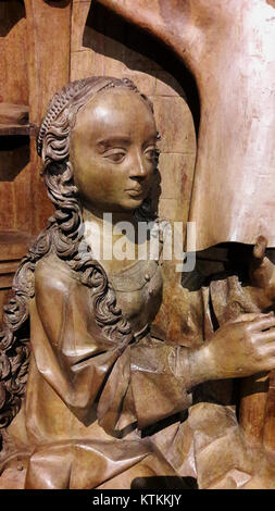 Une représentation détaillée de Saint Luc tirée de l'œuvre de l'artiste Beinhart, reflétant peut-être un thème religieux. Cette pièce met l’accent sur la figure et sa représentation artistique du saint. Banque D'Images