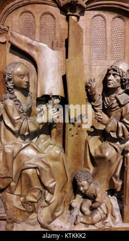 Une représentation détaillée de Saint Luc, probablement à partir d'une œuvre d'art plus grande, mettant en valeur l'iconographie religieuse du saint, souvent représentée dans Christian compris Banque D'Images