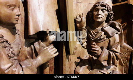 L'œuvre d'art 'Beinhart Saint Luc' présente une représentation détaillée de Saint Luc, offrant un aperçu de l'interprétation de l'artiste du saint. Cette pièce reflète des thèmes religieux et met en valeur des détails complexes, soulignant à la fois les aspects spirituels et artistiques de la figure. Banque D'Images