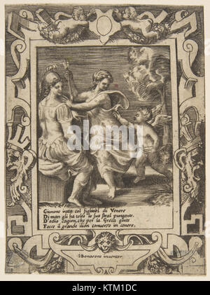 Athena assis près de Junon qui a enlevé les flèches de Cupidon, fixées dans un cadre à partir de la 'aime, colère et jalousie de Junon' RENCONTRE DP812659 Banque D'Images