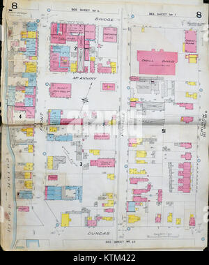 Ceci est une carte détaillée de l'assurance incendie de Belleville, datant de 1904-1908. Il montre les bâtiments, les rues et les infrastructures de la ville, couramment utilisés à des fins d'assurance et de planification à cette époque. Banque D'Images