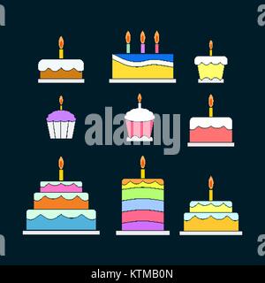 Ensemble de bonbons colorés autocollants. L'icône de gâteaux et tartes Illustration de Vecteur