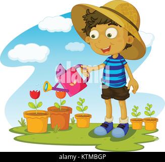 Illustration de jardinage pour enfants avec de l'eau Illustration de Vecteur