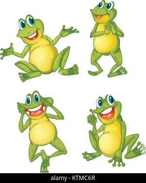 Illustraiton de grenouilles vertes sur fond blanc Illustration de Vecteur