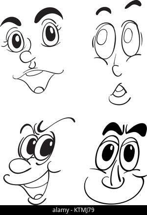 Illustration de funy faces on white Illustration de Vecteur