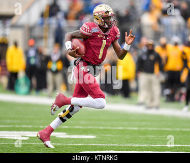 Shreveport, LA, USA. Dec 27, 2017. Florida State Seminoles quarterback James Blackman (1) en action lors de l'indépendance de la NCAA Walk-On Bowl match entre la Southern Mississippi Golden Eagles et la Florida State Seminoles au stade de l'indépendance à Shreveport, en Louisiane. Chris Brown/CSM/Alamy Live News Banque D'Images