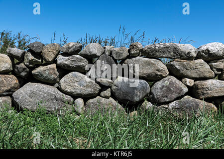 Mur en pierre des détails, Cape Cod, Massachusetts, USA. Banque D'Images