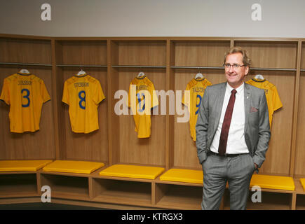 ERIK HAMRÉN ancien entraîneur de l'équipe nationale de football de 2012 dans le vestiaire à la Friends arena Banque D'Images
