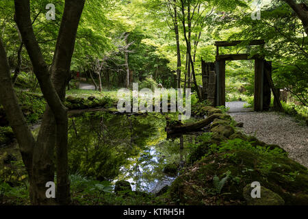 Kawaguchio - le Japon, le 14 juin 2017 : : Jardin autour d'Itchiku Kubota Fuji Art Museum de cinq lacs au printemps Banque D'Images