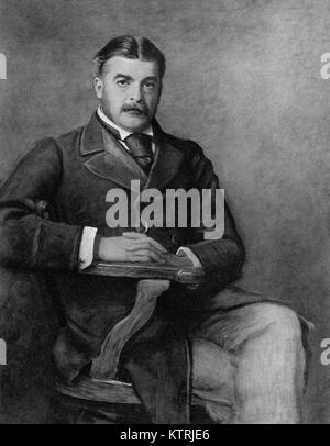 Portrait de sir Arthur Sullivan (1888), 1842-1900, compositeur anglais. Gravure de la peinture par J E Millais Banque D'Images