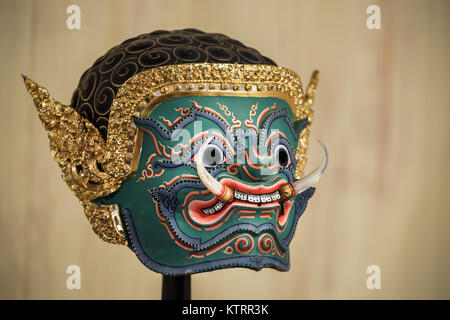 Hua Khon Thai traditionnels (masque) utilisé à Khon - danse traditionnelle thaïlandaise de l'épique Ramayana Saga, BANGKOK, THAÏLANDE - 11 août : Khon Thai Hua (Tradit Banque D'Images