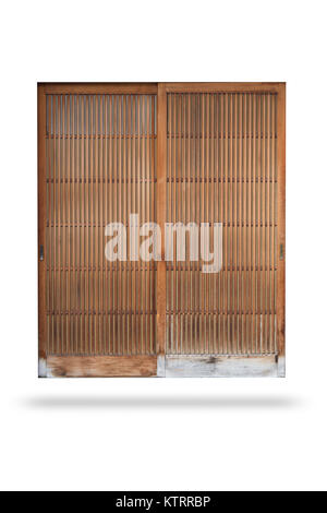 Japon vintage bois bambou porte coulissante isolated on white with clipping path Banque D'Images