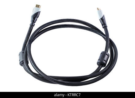 HDMI haute qualité câble vidéo numérique isolated on white Banque D'Images