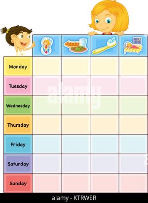 Illustration d'une routine quotidienne graphique Illustration de Vecteur