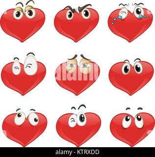 Jeu de caractères coeur illustré Illustration de Vecteur