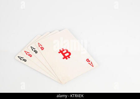 Concept Bitcoin : quatre d'une sorte de jeu de cartes bitcoin Banque D'Images