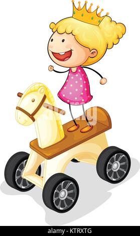 Illustration d'une fille à cheval jouet Illustration de Vecteur