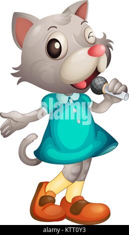 Singing cat sur fond blanc Illustration de Vecteur