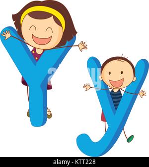 Illustration d'enfants dans une lettre de l'alphabet Illustration de Vecteur