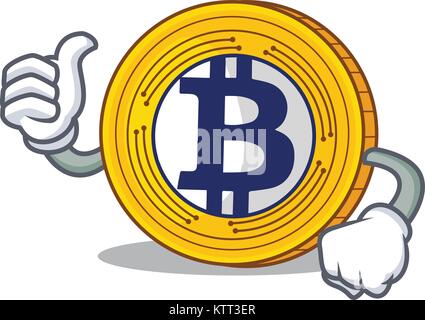 Thumbs up cartoon character or Bitcoin Illustration de Vecteur