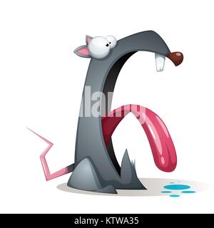 Mignon, drôle de souris est mauvais. Illustration de Vecteur