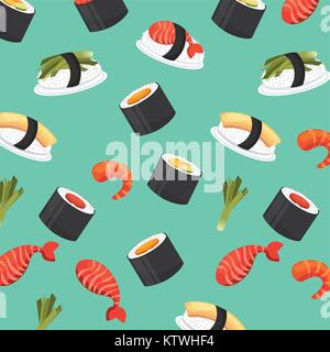 Chinese food fresh seamless pattern vector illustration Illustration de Vecteur