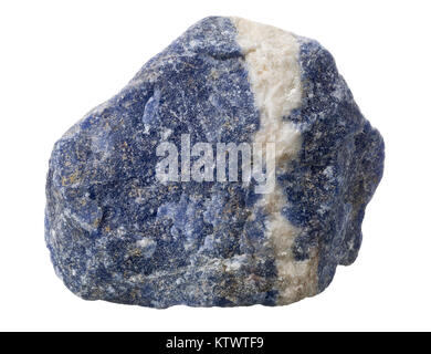 Matières, uncut Sodalite (Brésil) isolé sur fond blanc Banque D'Images