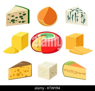 Types et des tranches de fromage Illustration de Vecteur