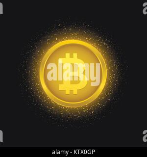 Coin Bitcoin or Illustration de Vecteur