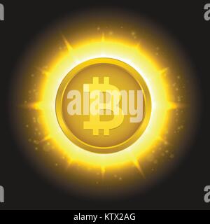 Coin Bitcoin or Illustration de Vecteur