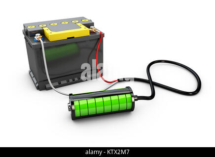 3d illustration de la batterie complètement chargée, green Concept de puissance et d'énergie Banque D'Images